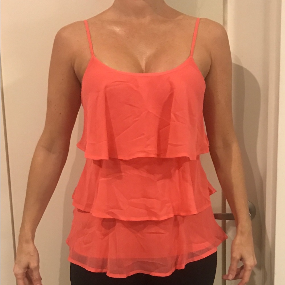 NWT • CANDIE'S CORAL TIERED RUFFLED TANK TOP